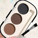 Paleta de pó para sobrancelhas de 3 cores com pincel para sobrancelhas, à prova d'água e suor, pó para sobrancelhas de cor natural de longa duração